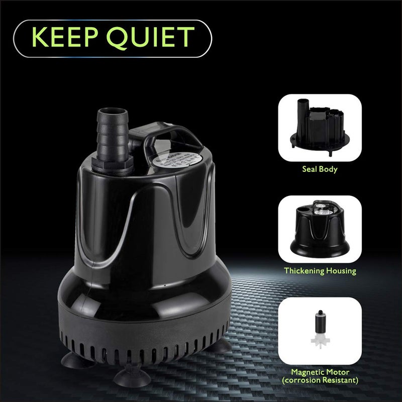 hygger 215 GPH Quick Water Change Aquarium Pump Submersible Fountain Water Pump Fish Tank Pond Drain Transfer Pump with 2 Adaptors - Image 4